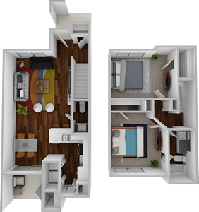 Brazos-Two Bedroom / One and Half Bath -990 Sq.Ft.*